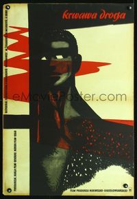 3o701 KRVAVI PUT Polish 23x34 poster '56 really cool art of man in shadows by Roman Cieslewicz!