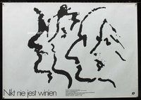 3o589 NIKT NIE JEST WINIEN Polish poster '86 cool Mieczyslaw Wasilewski art of 4 different profiles!