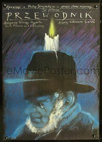 3o596 PRZEWODNIK Polish '83 Szawek, colorful Andrzej Pagowski art of crying man w/candle on head!