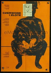 3o749 RED & THE GOLD Polish 23x33 poster '69 Czerwone I zlote, bizarre Eryk Lipinski art of soldier!