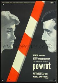 3o753 RETURN Polish 23x33 poster '60 Jerzy Passendorfer, cool Fangor art of Janowska & Lapicki!