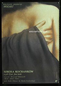 3o604 SCHOOL OF LOVERS Polish movie poster '87 W. Rosocha artwork of woman covering herself!