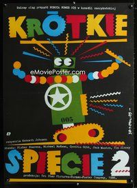 3o605 SHORT CIRCUIT 2 Polish movie poster '89 colorful Jakub Erol robot art of Johnny Five!