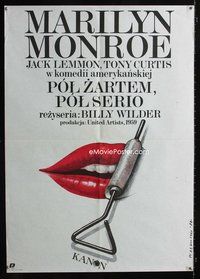 3o613 SOME LIKE IT HOT Polish movie poster R87 really cool sexy Marilyn Monroe lips art by Walkuski!