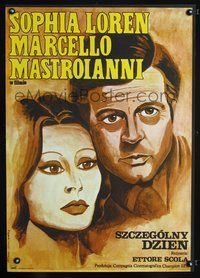 3o771 SPECIAL DAY Polish 23x32 poster '77 art of Sophia Loren & Marcello Mastroianni by Ihnatowicz!