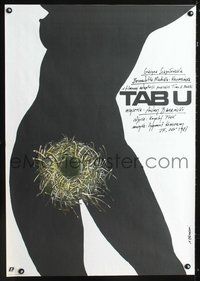 3o617 TABU Polish movie poster '87 Andrzej Pagowski sexy silhouette w/bird's nest art!
