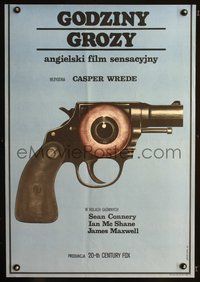3o776 TERRORISTS Polish 23x33 '75 Sean Connery, wild Krzysztof Nasfeter art of revolver w/eyeball!