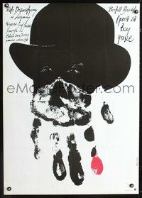 3o619 THREE PENNY OPERA Polish movie poster '88 Pagowski abstract art of man in hat w/hand face!