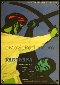 3o783 UNKNOWN HONG KONG MOVIE Polish 23x33 movie poster '60s cool Cherka art of Asian swordfight!