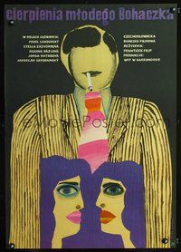 3o785 UTRPENI MLADEHO BOHACKA Polish 23x33 poster '69 Maria Ihnatowicz abstract art of smoking man!