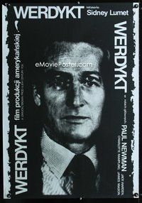 3o624 VERDICT Polish movie poster '85 Jakub Erol art of alcoholic lawyer Paul Newman w/four eyes!