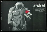 3o631 ZYGFRYD Polish movie poster '86 really wild naked faceless man artwork by Bednrski!