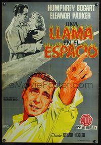 3o154 CHAIN LIGHTNING Spanish movie poster '49 great artwork of pointing Humphrey Bogart by Jano!