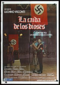 3o157 DAMNED Spanish movie poster '70 Luchino Visconti's La caduta degli dei, WWII, swastika flags!