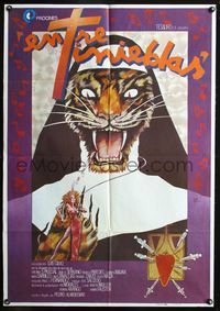 3o158 DARK HABITS Spanish '83 Pedro Almodovar's Entre Tinieblas, wild art of tiger nun by Zulueta!