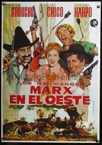 3o161 GO WEST Spanish poster R81 great Alvaro art of cowboys Groucho, Chico, Harpo Marx w/guns!