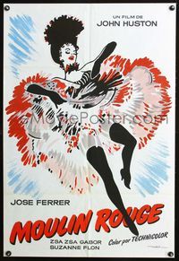 3o170 MOULIN ROUGE Spanish poster R70s Jose Ferrer as Toulouse-Lautrec, great art of showgirl by Mac!