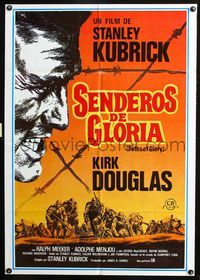 3o173 PATHS OF GLORY Spanish poster 1986 Stanley Kubrick, cool profile art of Kirk Douglas in WWI!