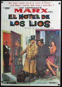 3o174 ROOM SERVICE Spanish movie poster R82 great Alvaro art of the Marx Brothers & Lucille Ball!