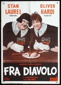3o130 DEVIL'S BROTHER Yugoslavian movie poster '60s Hal Roach, great image of Laurel & Hardy!