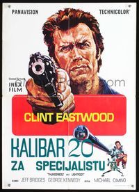 3o148 THUNDERBOLT & LIGHTFOOT Yugoslavian movie poster '74 artwork of Clint Eastwood with HUGE gun!
