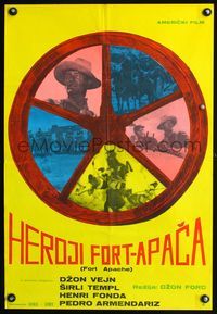 3o134 FORT APACHE Yugoslavian movie poster '60s John Ford, John Wayne, Henry Fonda, Victor McLaglen