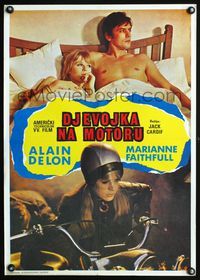 3o135 GIRL ON A MOTORCYCLE Yugoslavian movie poster '68 sexy biker Marianne Faithfull, Alain Delon!