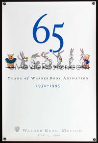 3p020 65 YEARS OF ANIMATION one-sheet '96 Warner Bros. Museum, cool cartoon artwork of Bugs & Porky!