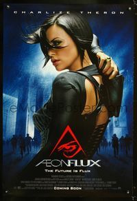 3p030 AEON FLUX DS advance one-sheet movie poster '05 sexy futuristic Charlize Theron in leather!