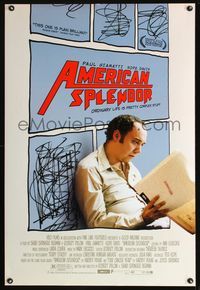 3p041 AMERICAN SPLENDOR DS one-sheet '03 Paul Giamatti as Harvey Pekar, cool comic book design!