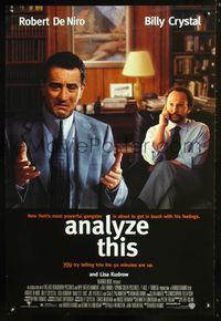 3p047 ANALYZE THIS DS one-sheet '99 psychiatrist Billy Crystal is analyzing gangster Robert DeNiro!