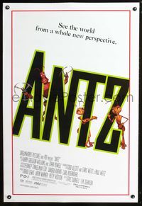 3p055 ANTZ DS one-sheet poster '98 Woody Allen, computer animated insects, every ant has his day!