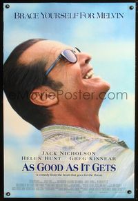 3p059 AS GOOD AS IT GETS DS one-sheet '98 great close up smiling image of Jack Nicholson as Melvin!
