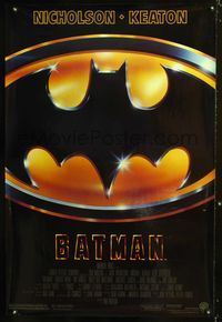 3p075 BATMAN style D one-sheet poster '89 Michael Keaton, Jack Nicholson, directed by Tim Burton!