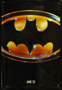 3p076 BATMAN teaser one-sheet poster '89 Michael Keaton, Jack Nicholson, directed by Tim Burton!