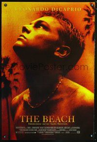 3p080 BEACH DS one-sheet movie poster '00 great close-up of Leonardo DiCaprio, island paradise!
