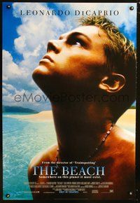 3p081 BEACH DS Int'l Style B one-sheet poster '00 Leonardo DiCaprio stranded on island paradise!