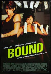 3p111 BOUND one-sheet '96 Wachowski Brothers, sexy Jennifer Tilly & Gina Gershon hanging money!