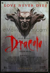 3p116 BRAM STOKER'S DRACULA DS advance one-sheet poster '92 Francis Ford Coppola, cool horror image!