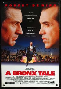 3p122 BRONX TALE DS one-sheet '93 Robert De Niro faces off with Chazz Palminteri over NYC skyline!