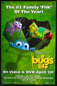3p126 BUG'S LIFE video advance one-sheet movie poster '98 Walt Disney, cute Pixar CG cartoon!