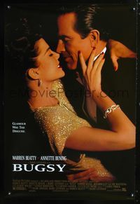 3p128 BUGSY DS one-sheet movie poster '91 close-up of Warren Beatty embracing Annette Bening!