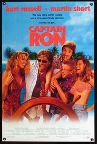 3p132 CAPTAIN RON DS one-sheet '92 partying captain Kurt Russell, stressed-out dad Martin Short!