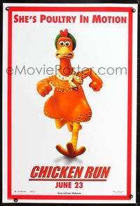 3p153 CHICKEN RUN DS teaser poultry in motion style one-sheet '00 Peter Lord & Nick Park claymation!