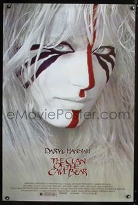 3p163 CLAN OF THE CAVE BEAR one-sheet '86 fantastic image of Daryl Hannah in cool tribal make up!