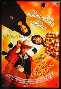 3p164 CLAY PIGEONS one-sheet '98 cool image of Joaquin Phoenix, Vince Vaughn, & Janeane Garofalo!