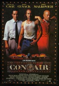 3p173 CON AIR DS int'l one-sheet '97 cool image of Nicholas Cage, cop John Cusack, inmate John Malkovich!