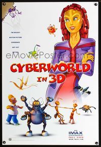 3p188 CYBERWORLD DS advance one-sheet movie poster '00 Homer Simpson, special IMAX 3-D animation!