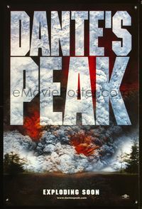 3p189 DANTE'S PEAK DS teaser one-sheet movie poster '97 wild exploding volcano image!