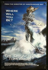 3p190 DAY AFTER TOMORROW DS int'l style D 1sh '04 cool art of Statue of Liberty buried in tidal wave
